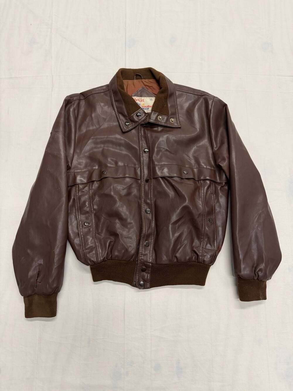 Vintage Van Cort All Weather Wear Faux Leather Bomber Jacket